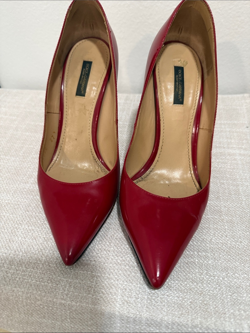 Dolce & Gabbana Red Pointed-Toe Leather Pumps